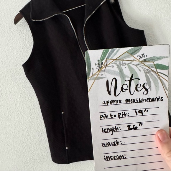 Karen Scott Quilted Vest Sport Womens Fleece Black Jacket Medium Full Zip - Picture 11 of 12